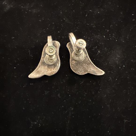 VTG TAXCO MSR SIGNED STERLING SILVER ABALONE Screw Back Earrings - Picture 7 of 9